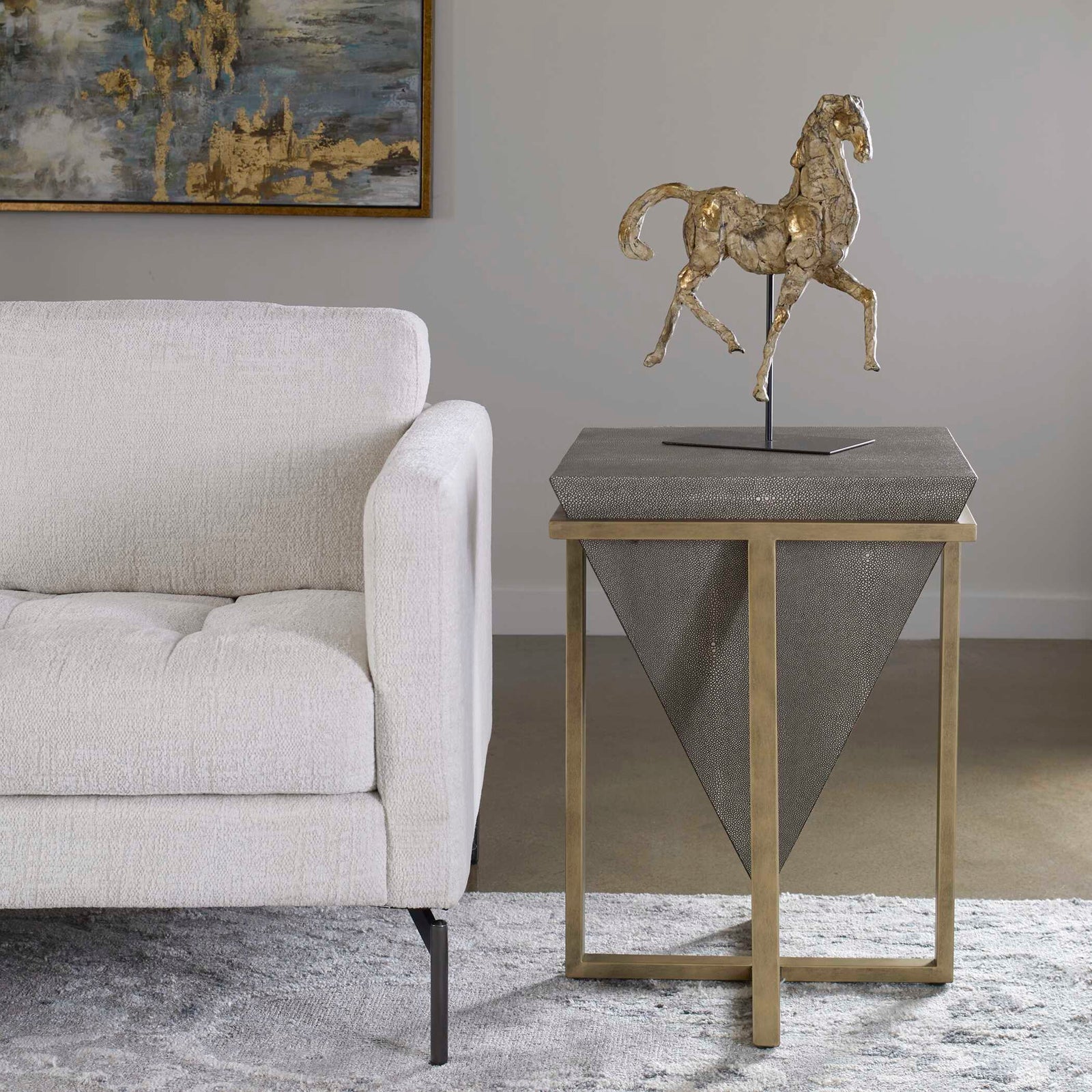 American Home Furniture Uttermost Bertrand Shagreen Accent Table