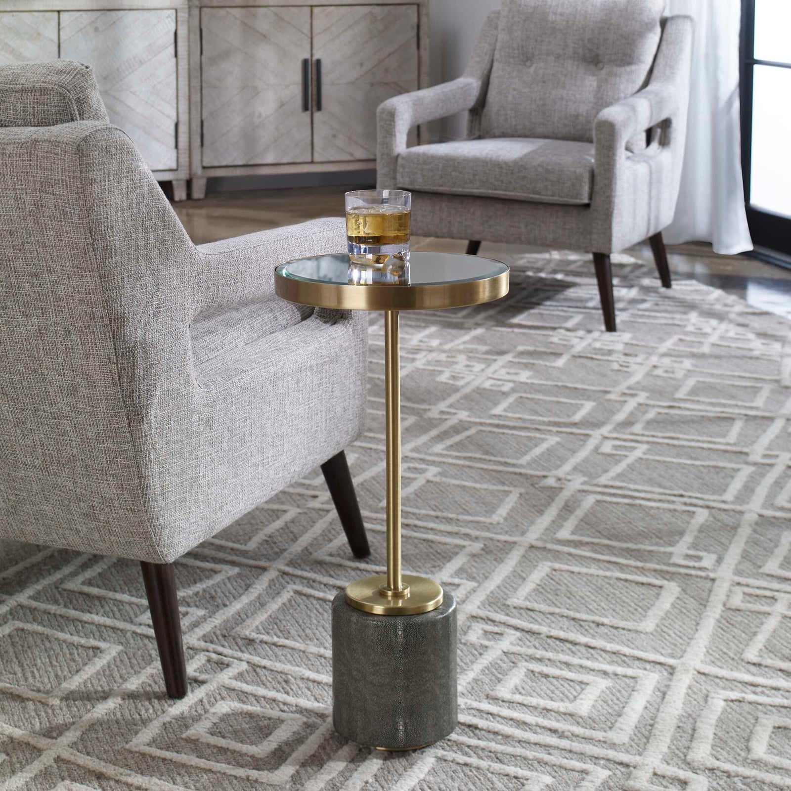 American Home Furniture Uttermost Laurier Mirrored Accent Table