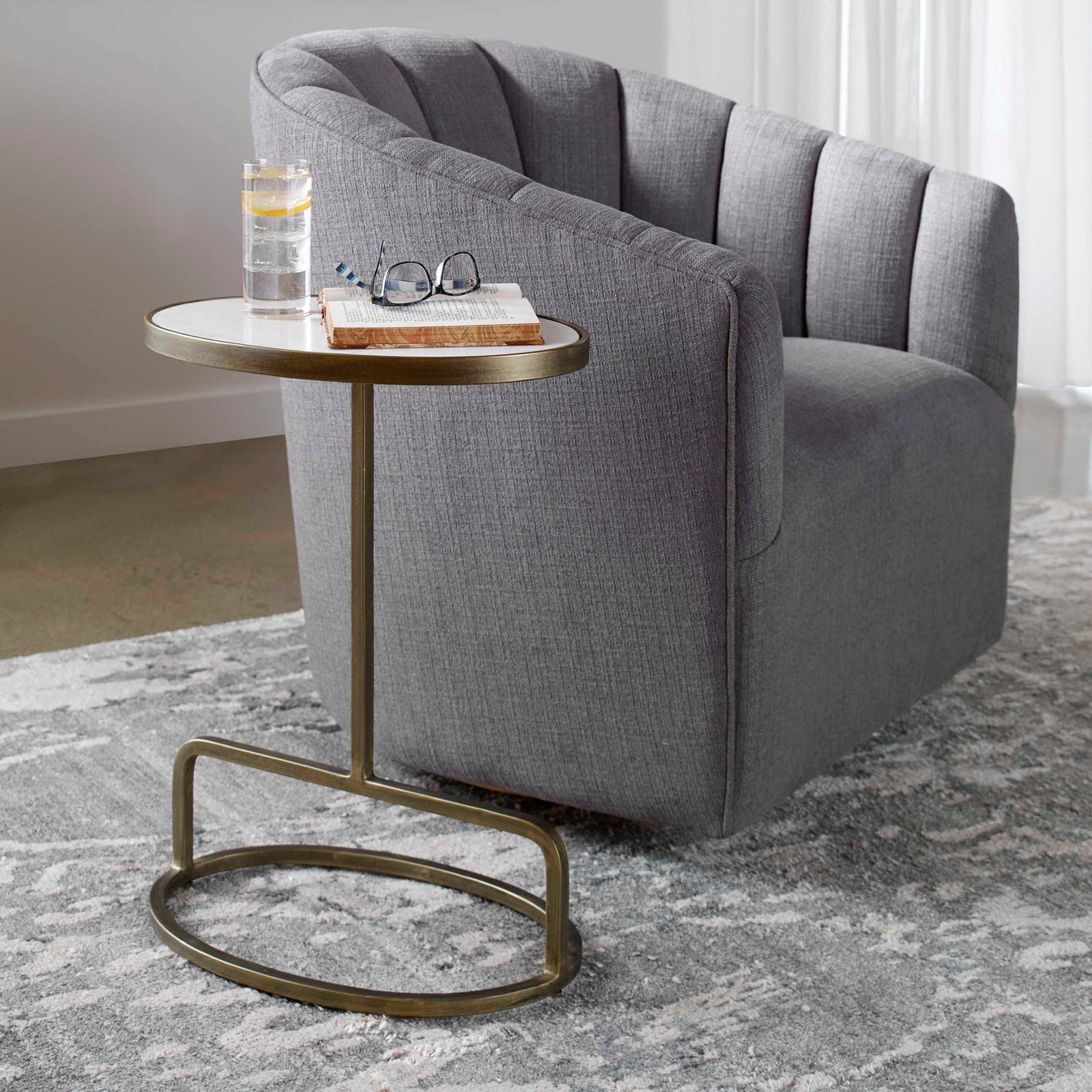 American Home Furniture Uttermost Jessenia White Marble Accent Table