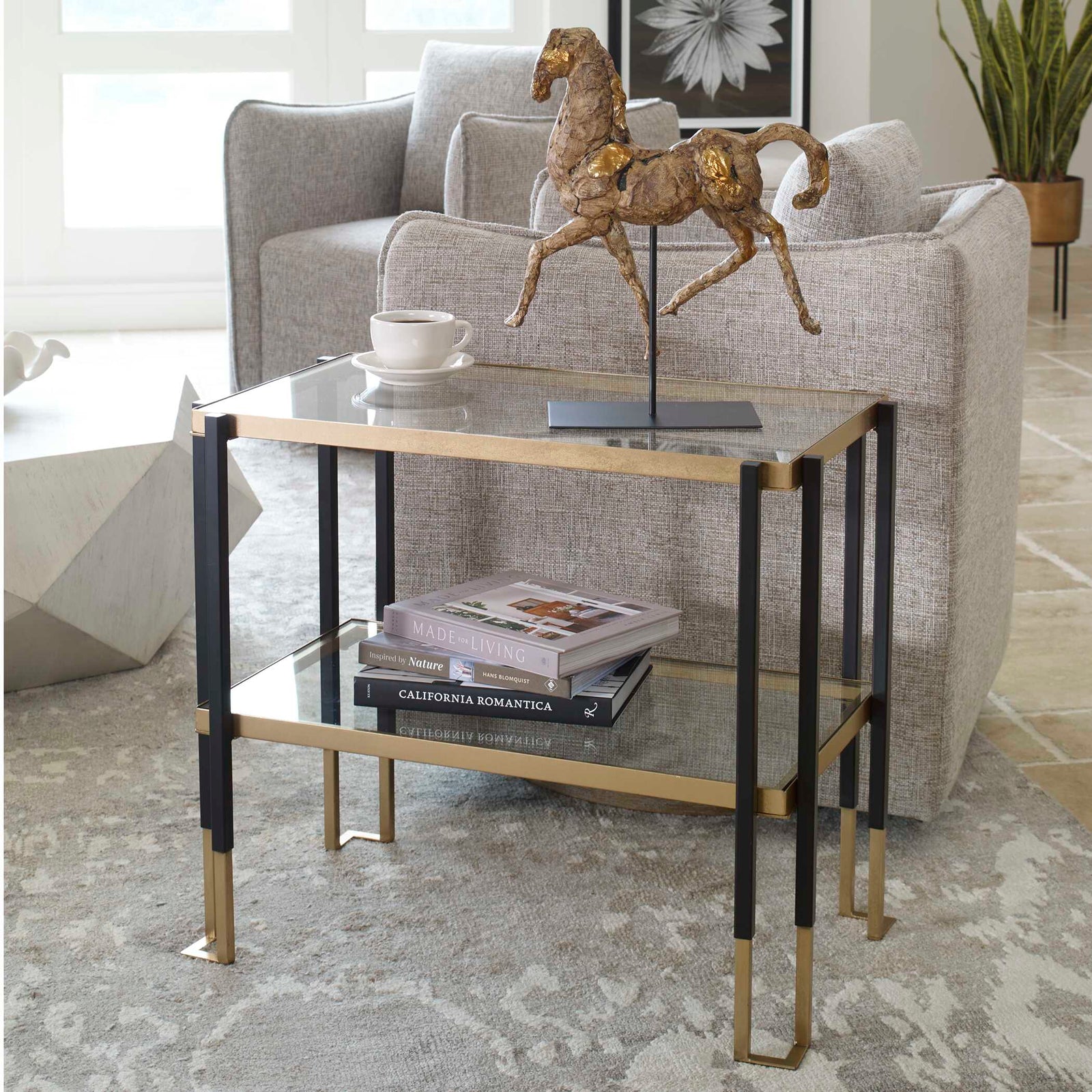 American Home Furniture Uttermost Kentmore Glass Side Table