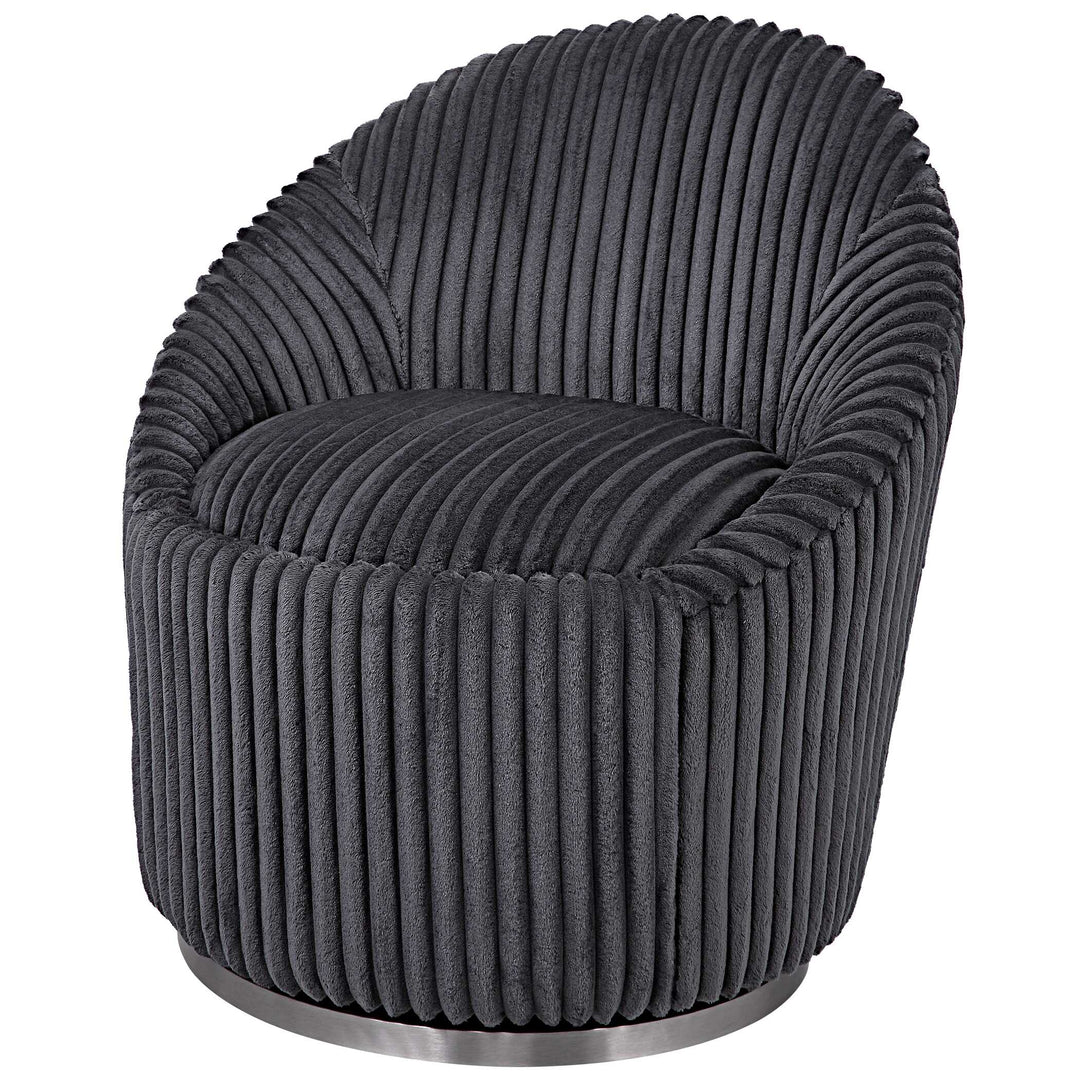 American Home Furniture Uttermost Crue Gray Fabric Swivel Chair