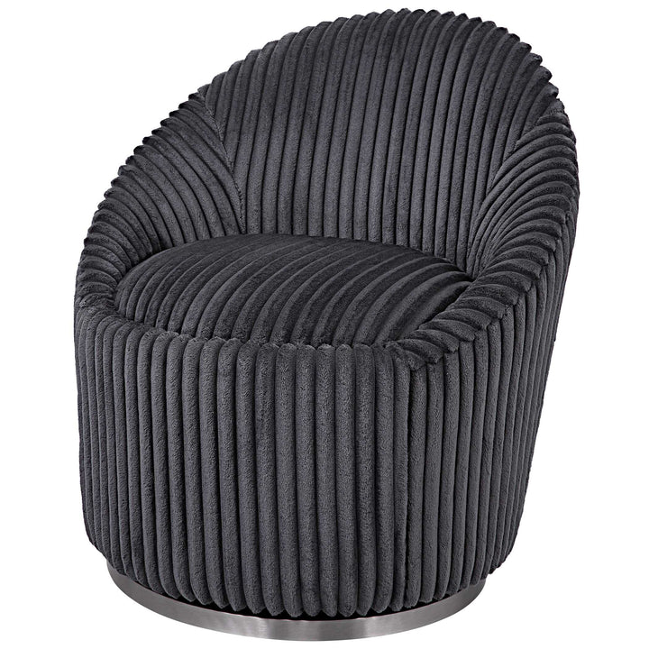 American Home Furniture Uttermost Crue Gray Fabric Swivel Chair