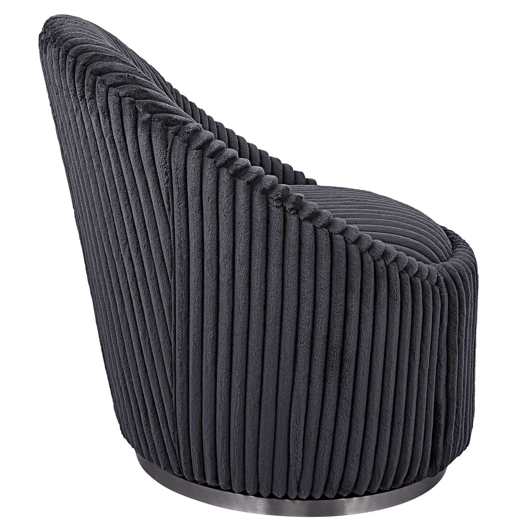 American Home Furniture Uttermost Crue Gray Fabric Swivel Chair