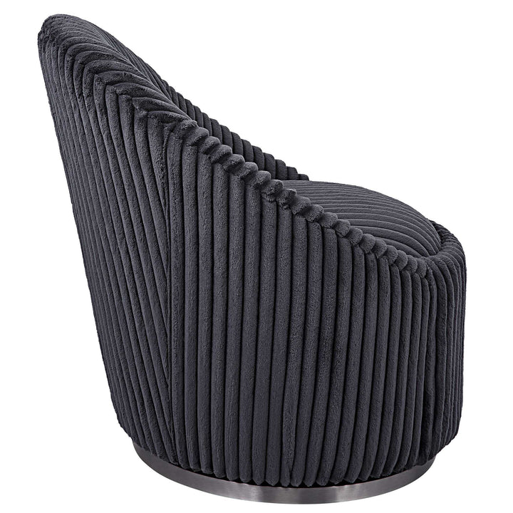 American Home Furniture Uttermost Crue Gray Fabric Swivel Chair