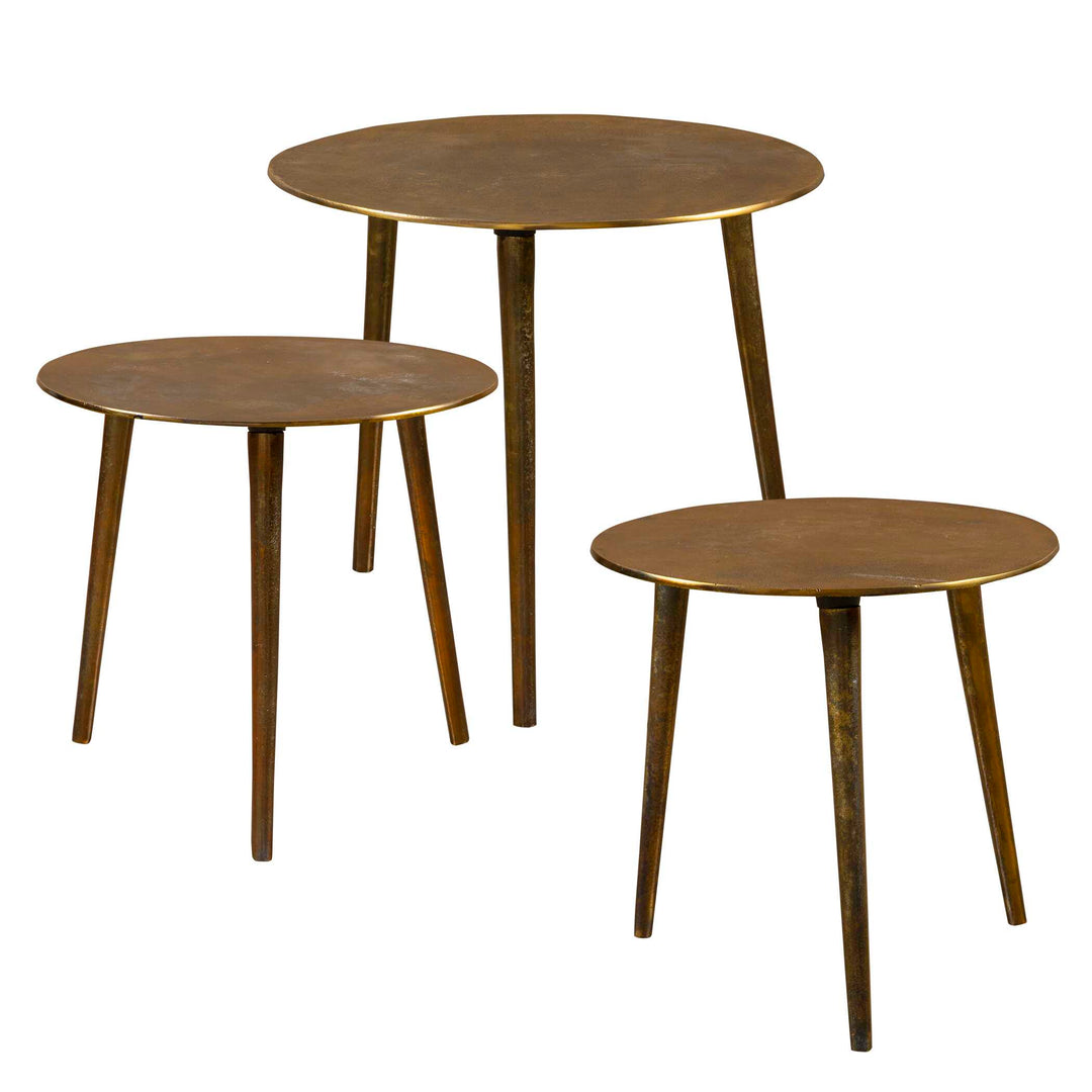 American Home Furniture Uttermost Kasai Gold Coffee Tables, Set of 3