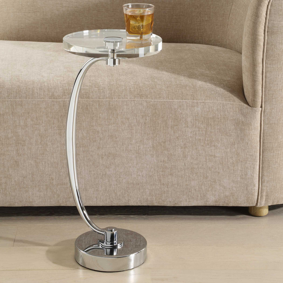 American Home Furniture Uttermost Waveney Nickel Drink Table