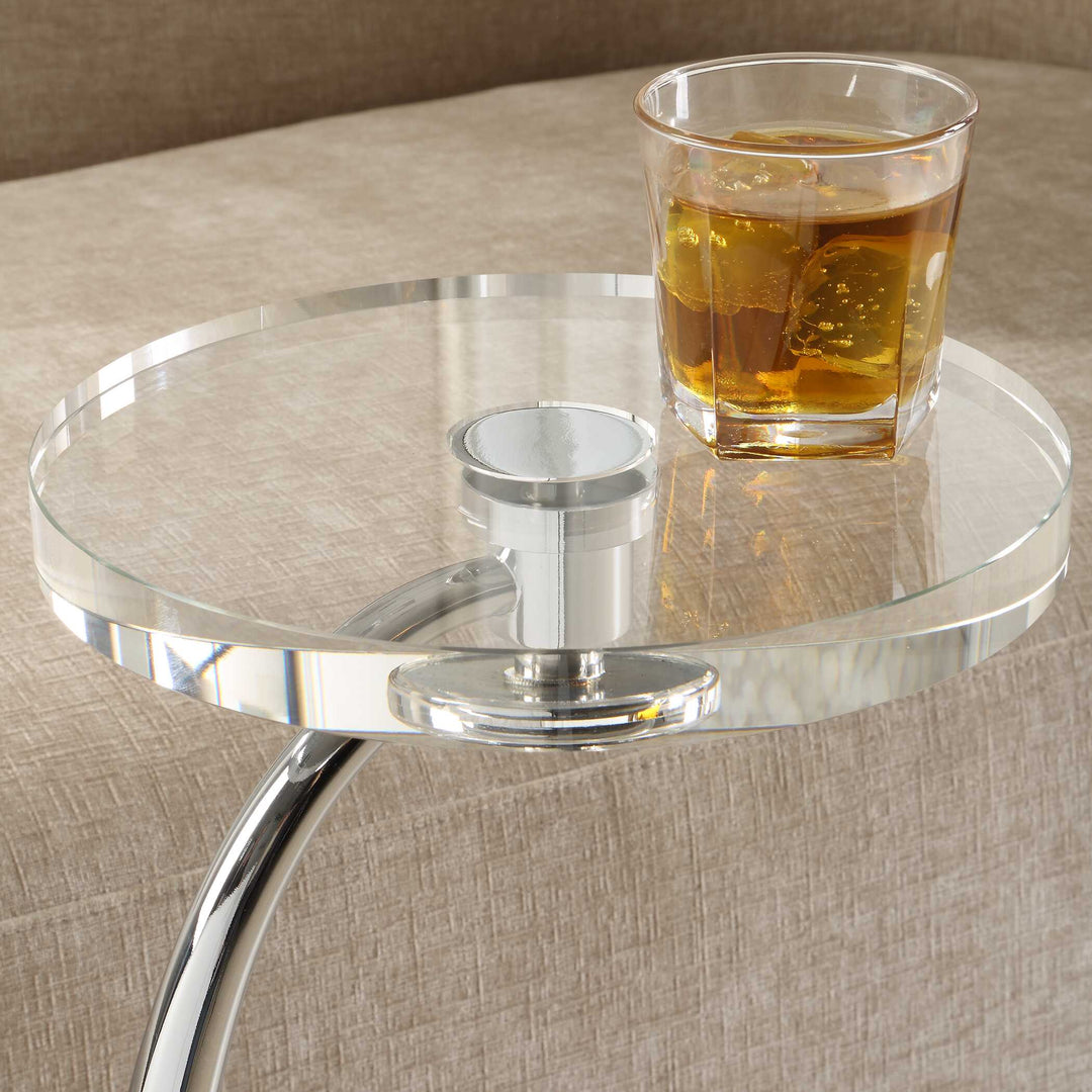 American Home Furniture Uttermost Waveney Nickel Drink Table