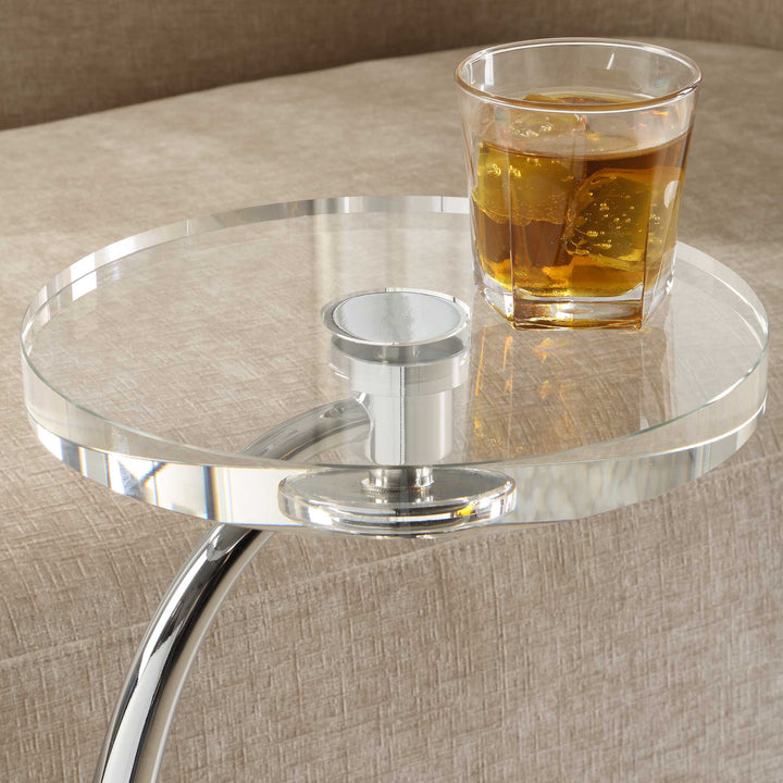 American Home Furniture Uttermost Waveney Nickel Drink Table