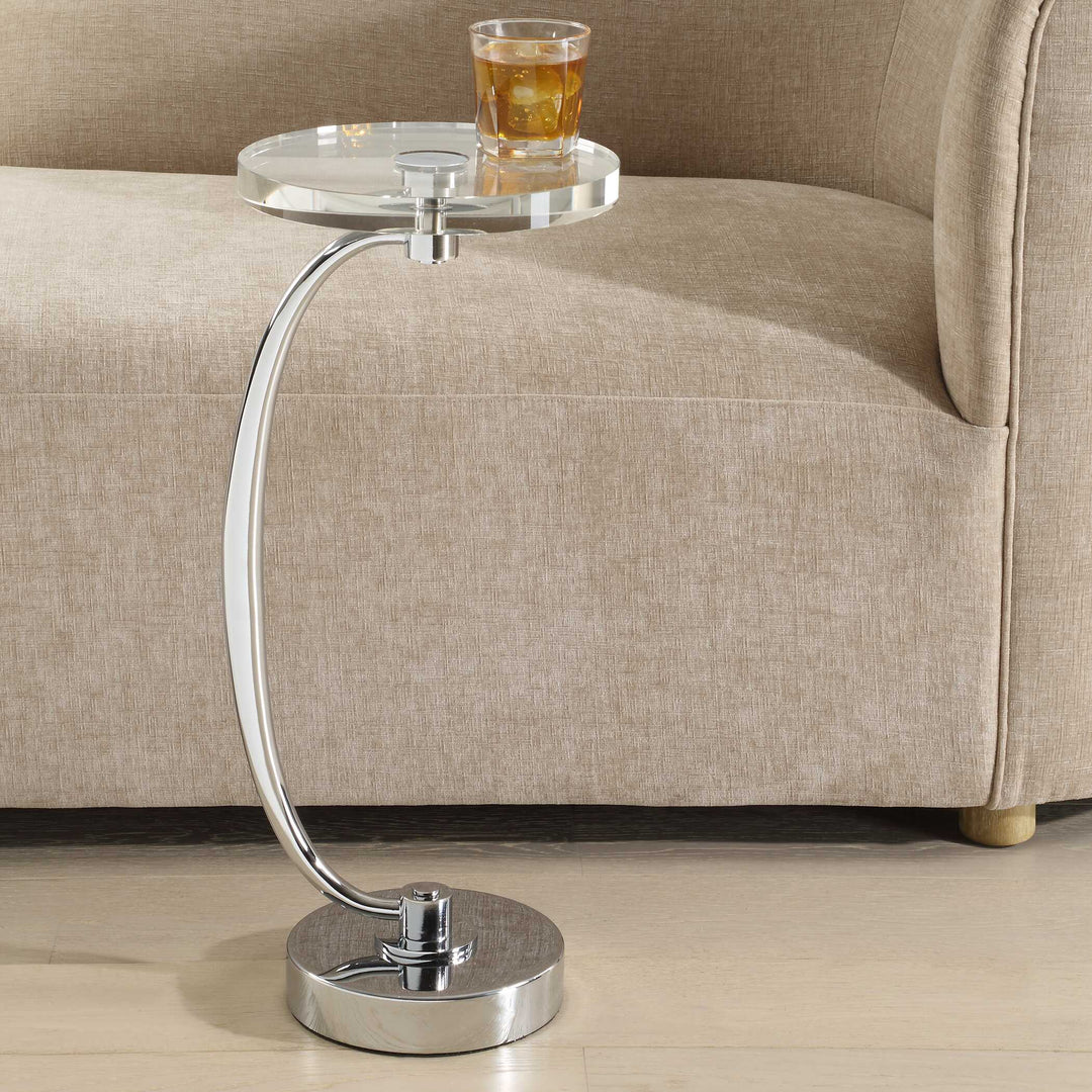 American Home Furniture Uttermost Waveney Nickel Drink Table