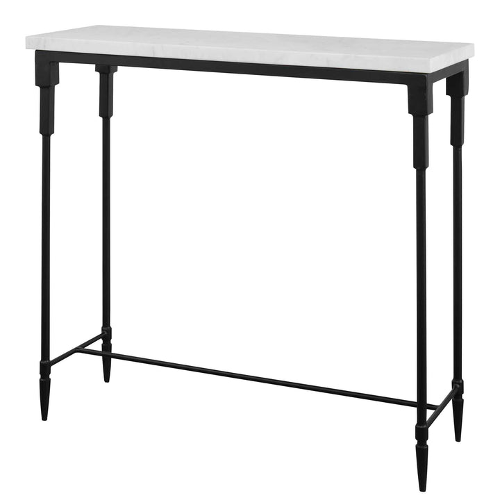 American Home Furniture Uttermost Bourges White Marble Console Table