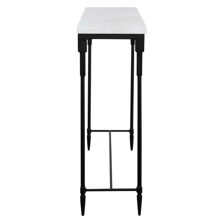 American Home Furniture Uttermost Bourges White Marble Console Table