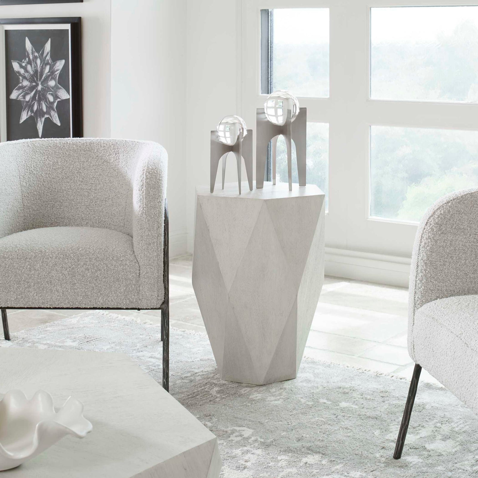 American Home Furniture Uttermost Volker White Side Table