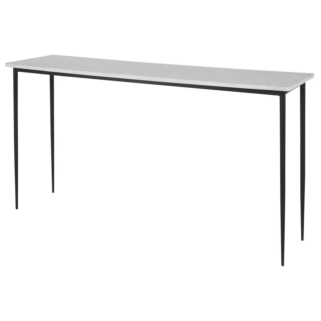 American Home Furniture Uttermost Nightfall White Marble Console Table