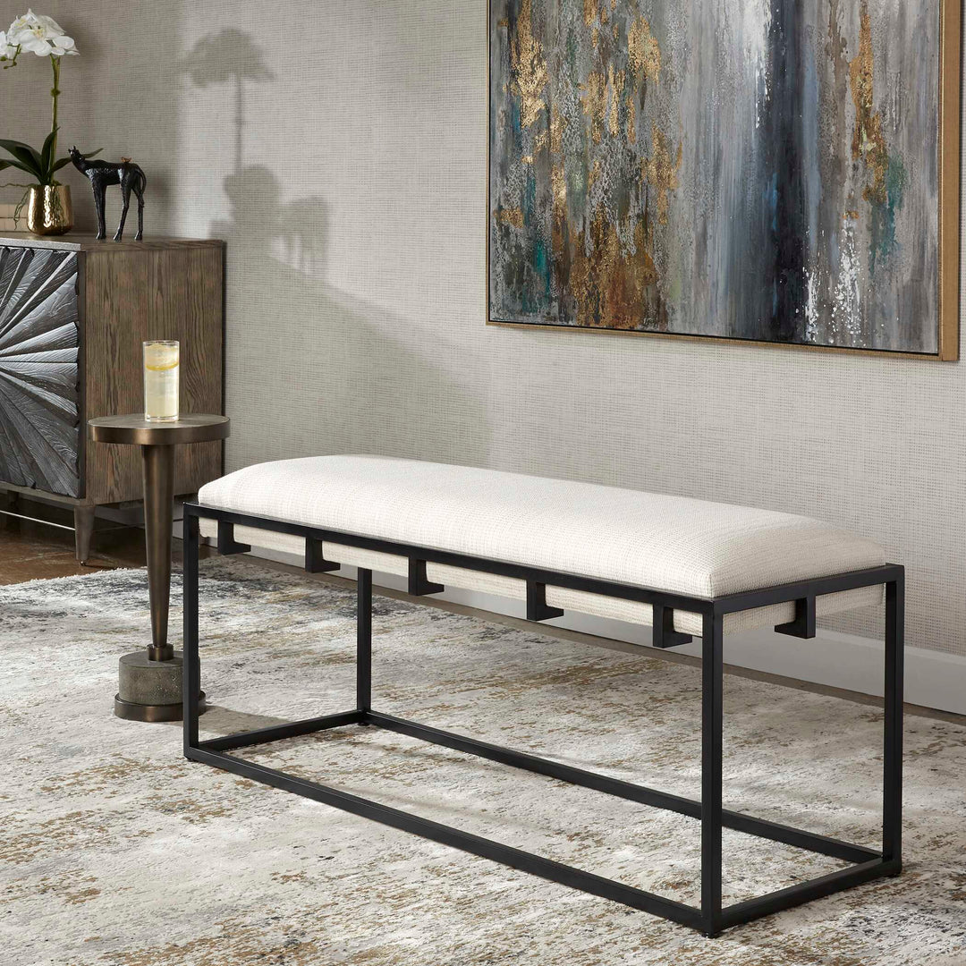 American Home Furniture Uttermost Paradox Iron & Fabric Bench