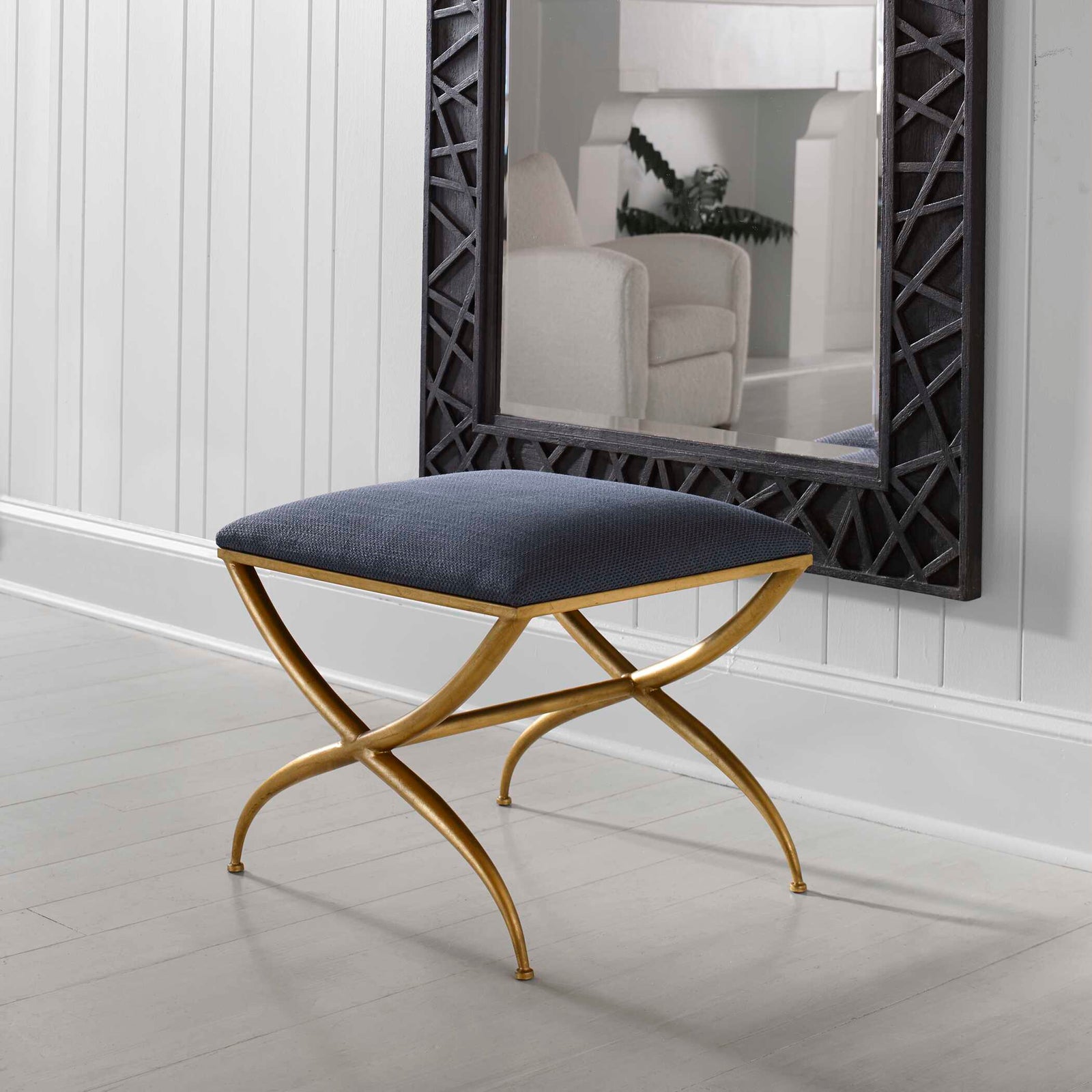 American Home Furniture Uttermost Crossing Small Navy Bench