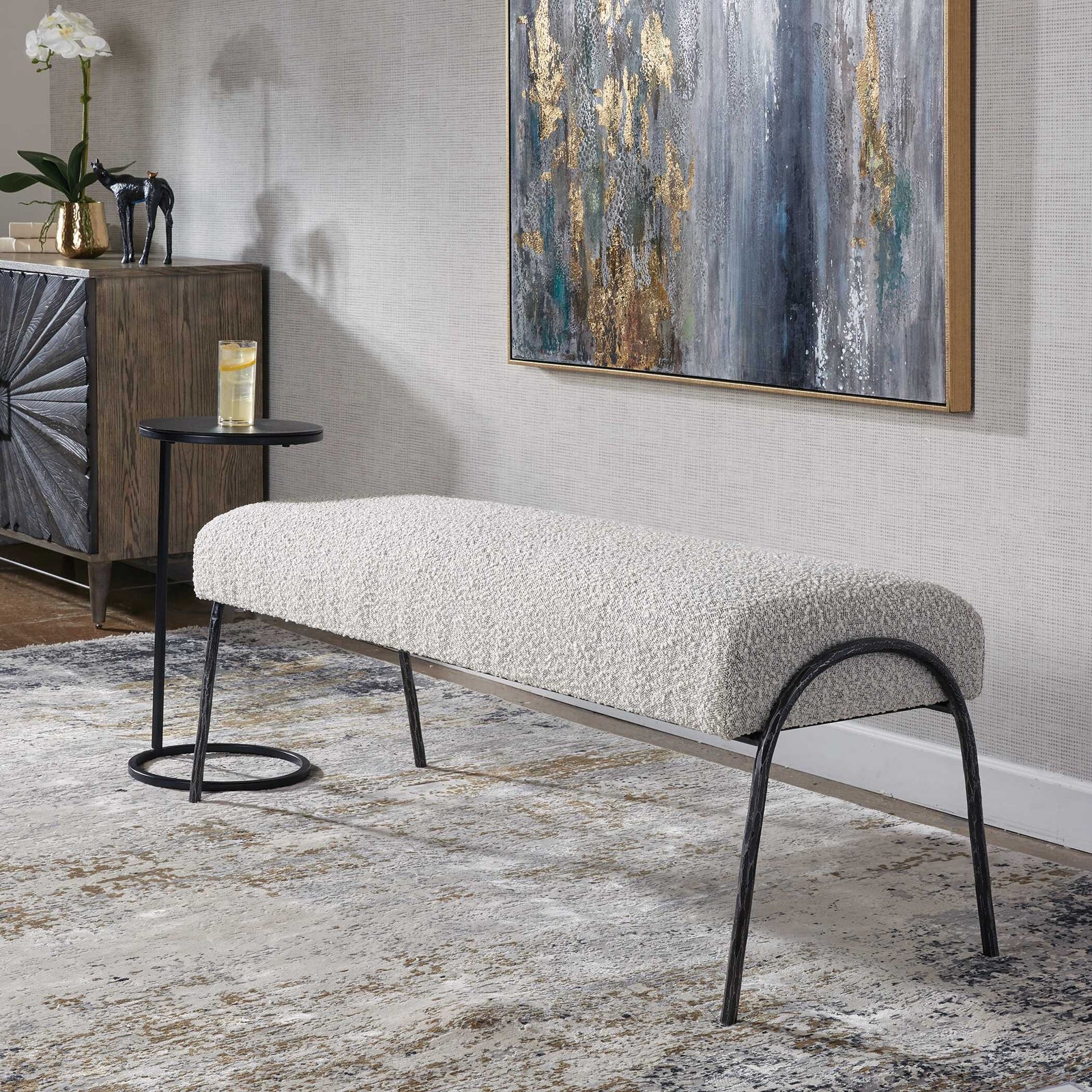 American Home Furniture Uttermost Jacobsen Modern Gray Bench