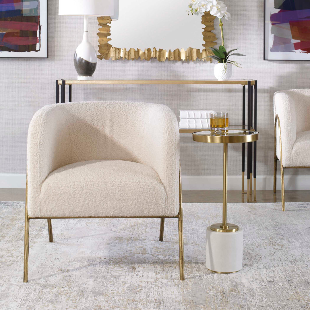 American Home Furniture Uttermost Jacobsen Off White Shearling Accent Chair