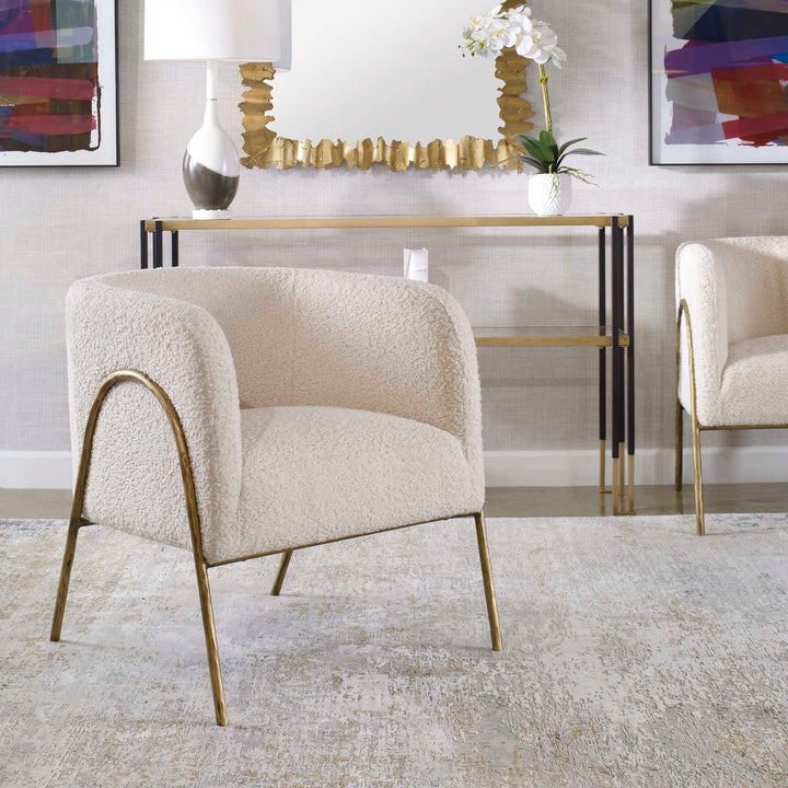 American Home Furniture Uttermost Jacobsen Off White Shearling Accent Chair