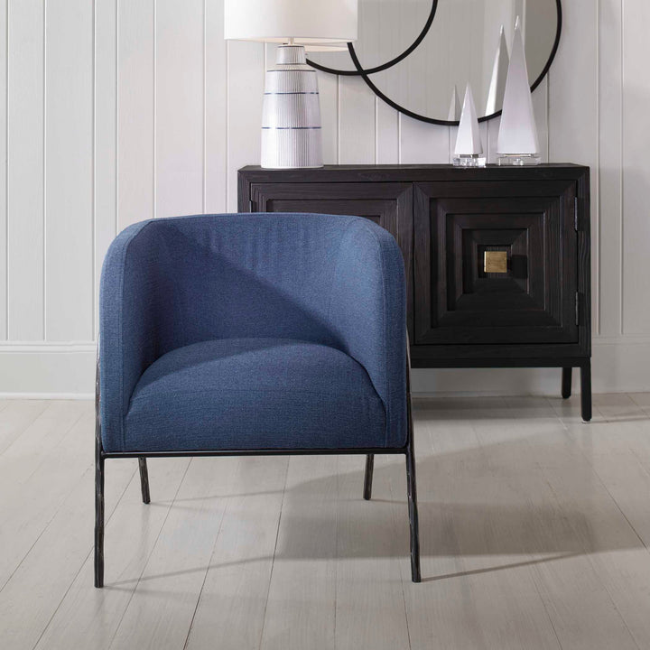 American Home Furniture Uttermost Jacobsen Denim Barrel Chair