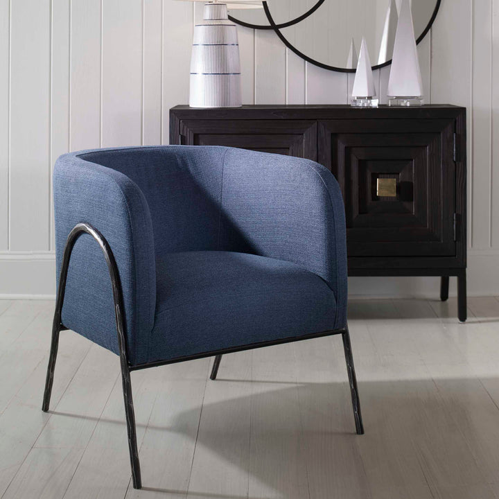 American Home Furniture Uttermost Jacobsen Denim Barrel Chair