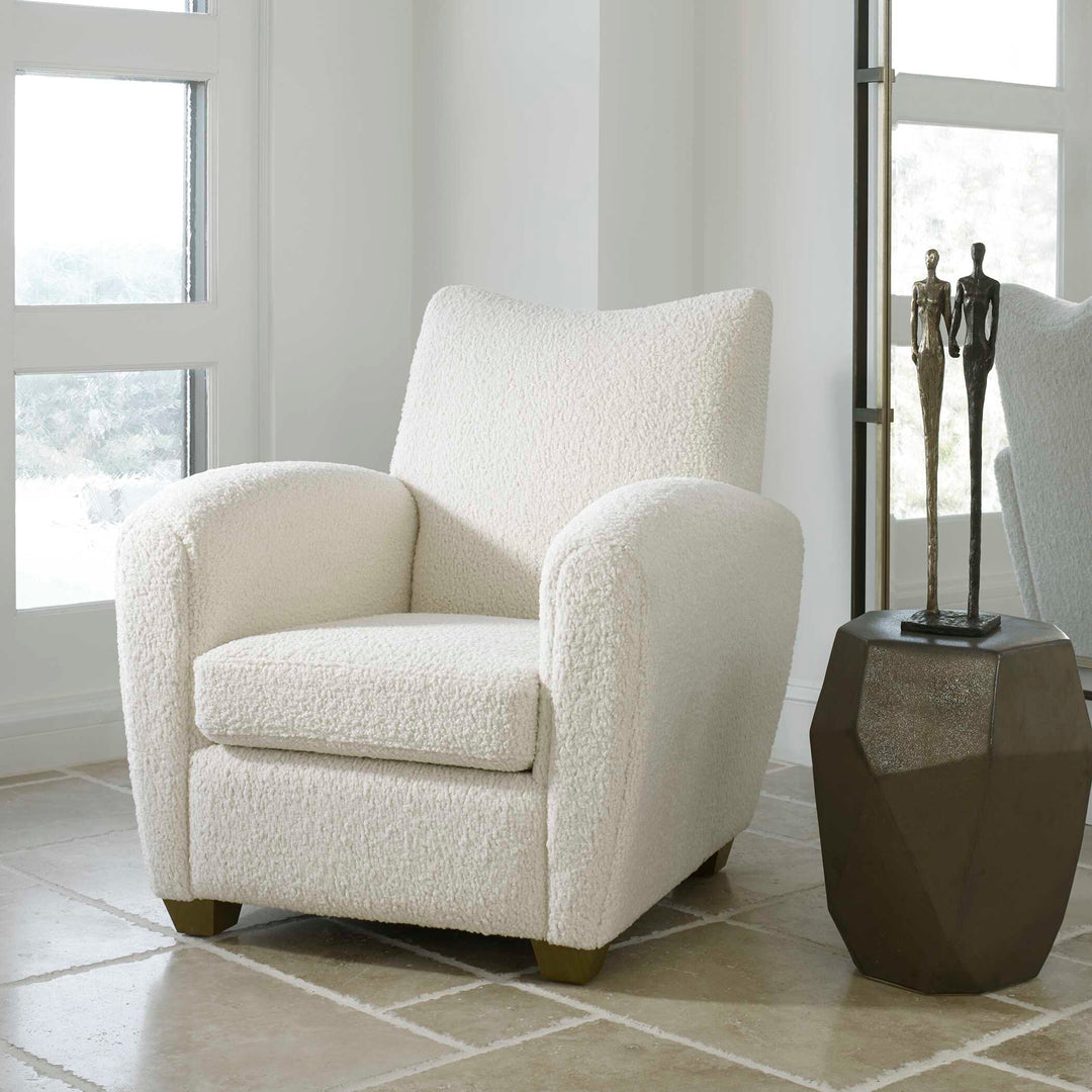 American Home Furniture Uttermost Teddy White Shearling Accent Chair