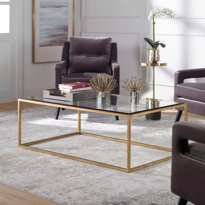American Home Furniture Uttermost Bravura Gold Coffee Table