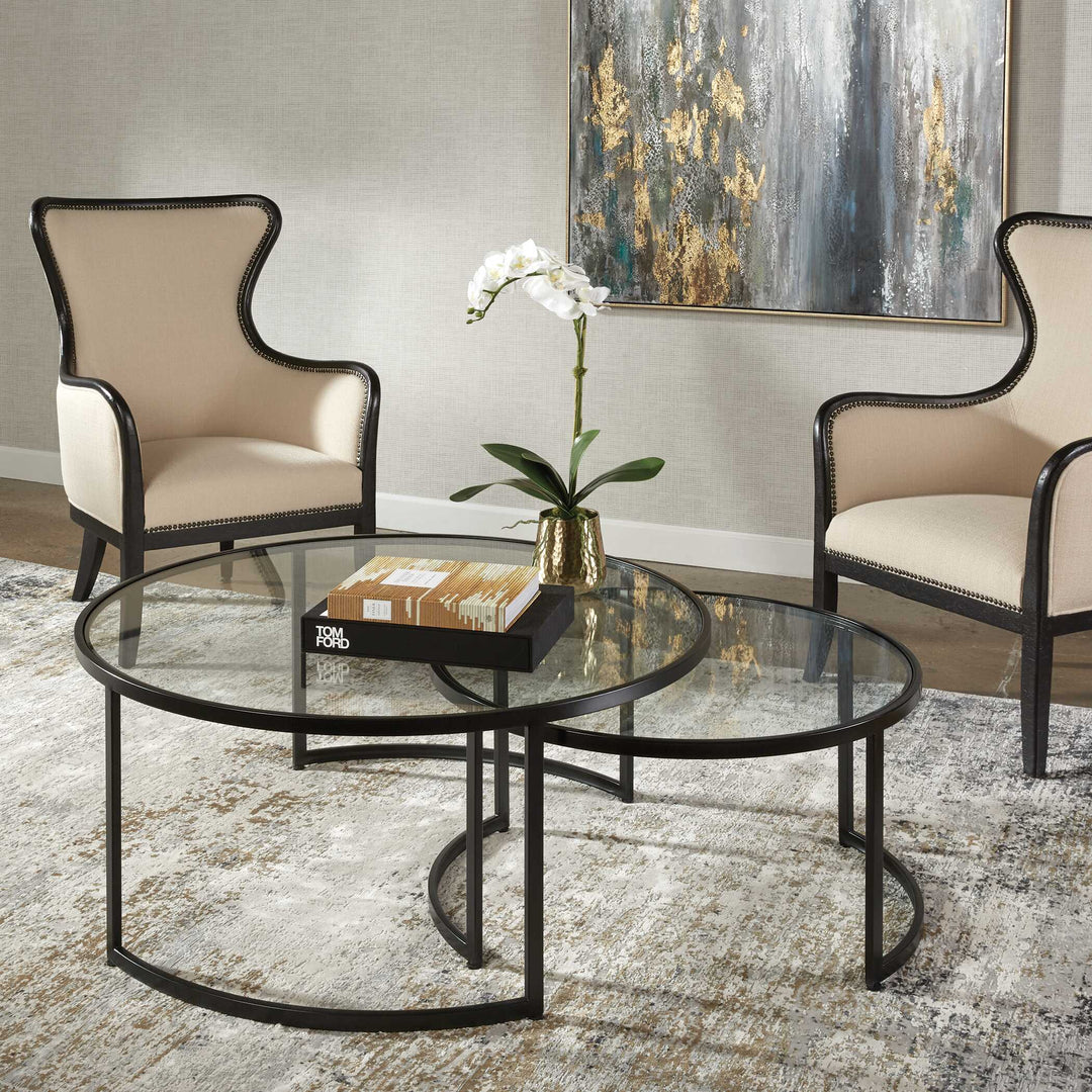 American Home Furniture Uttermost Rhea Black Nesting Coffee Tables Set of 2
