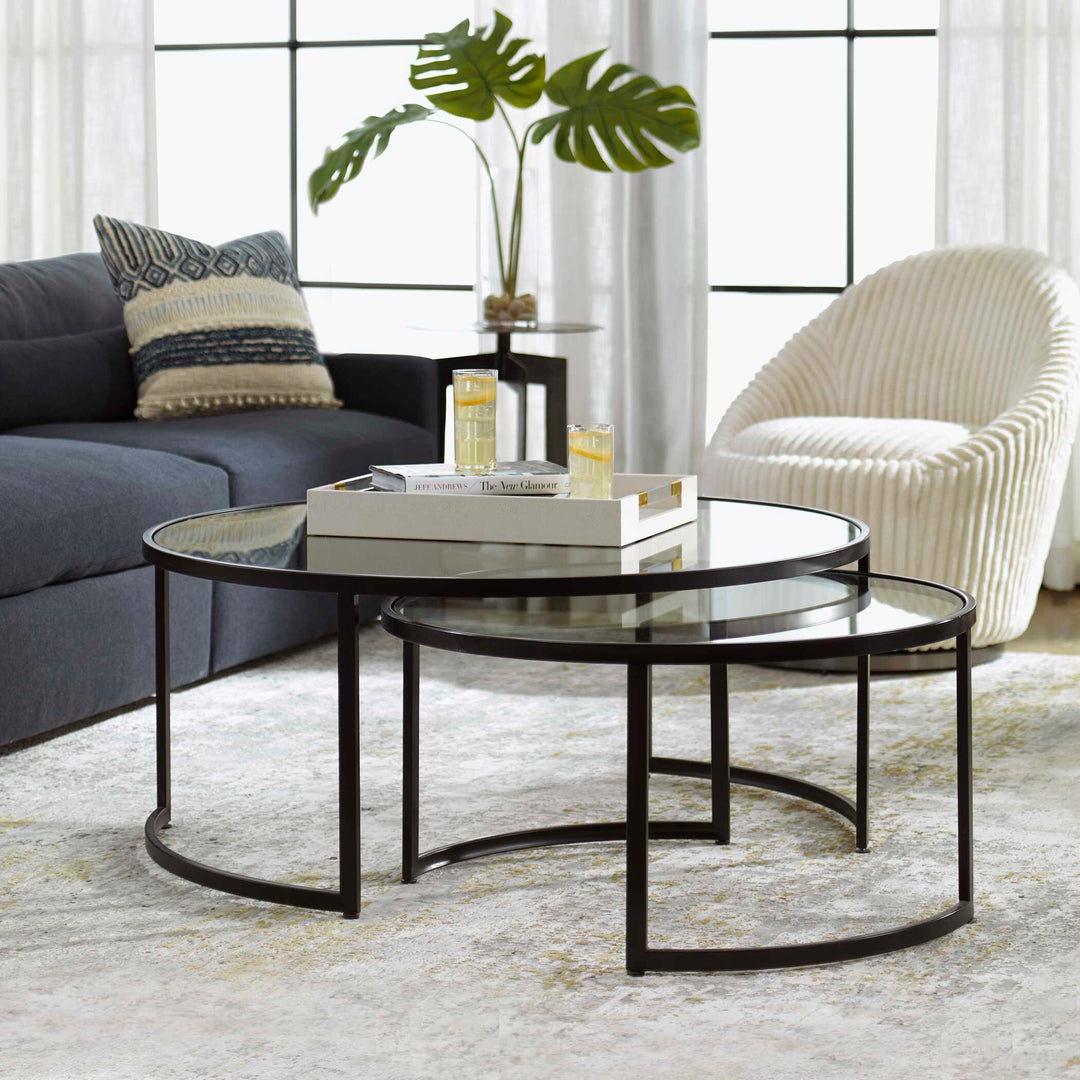 American Home Furniture Uttermost Rhea Black Nesting Coffee Tables Set of 2