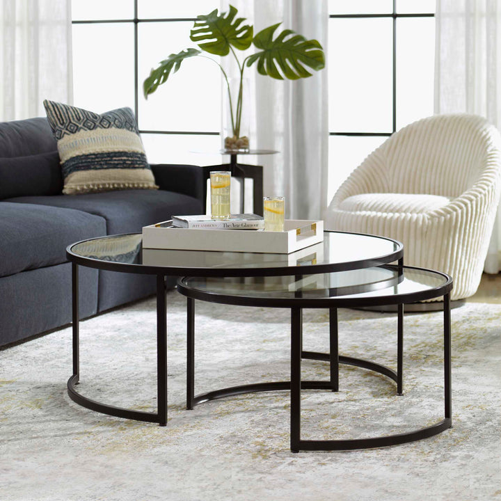 American Home Furniture Uttermost Rhea Black Nesting Coffee Tables Set of 2