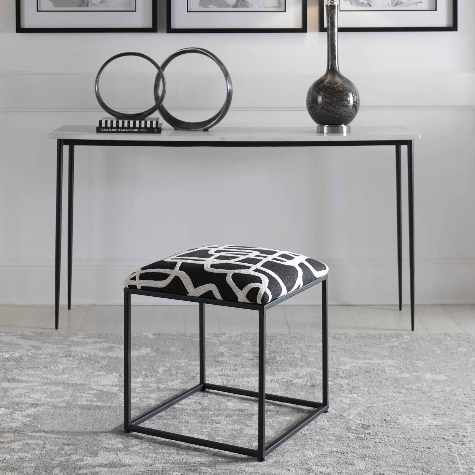 American Home Furniture Uttermost Twists And Turns Fabric Accent Stool