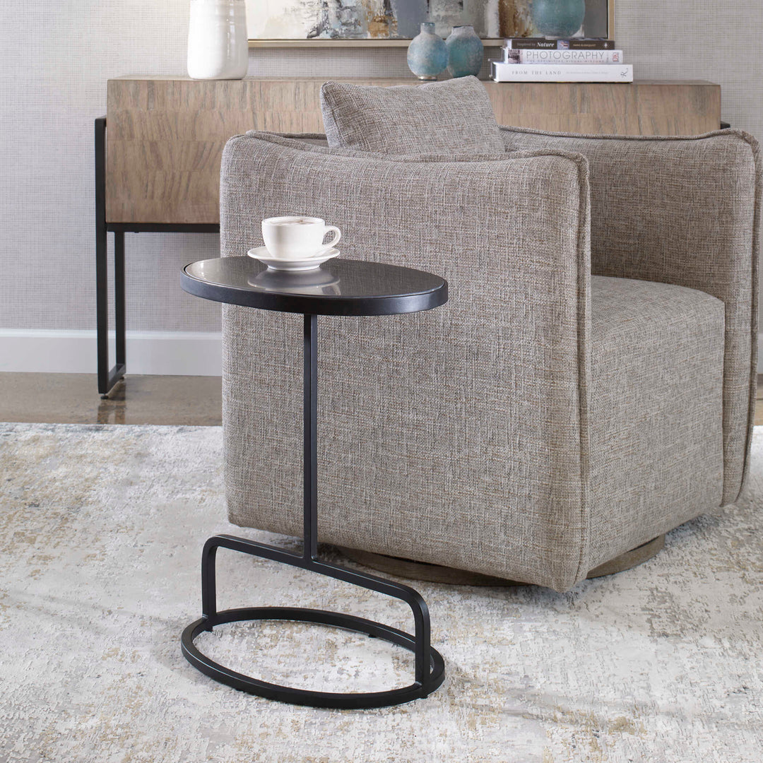 American Home Furniture Uttermost Jessenia Black Marble Accent Table