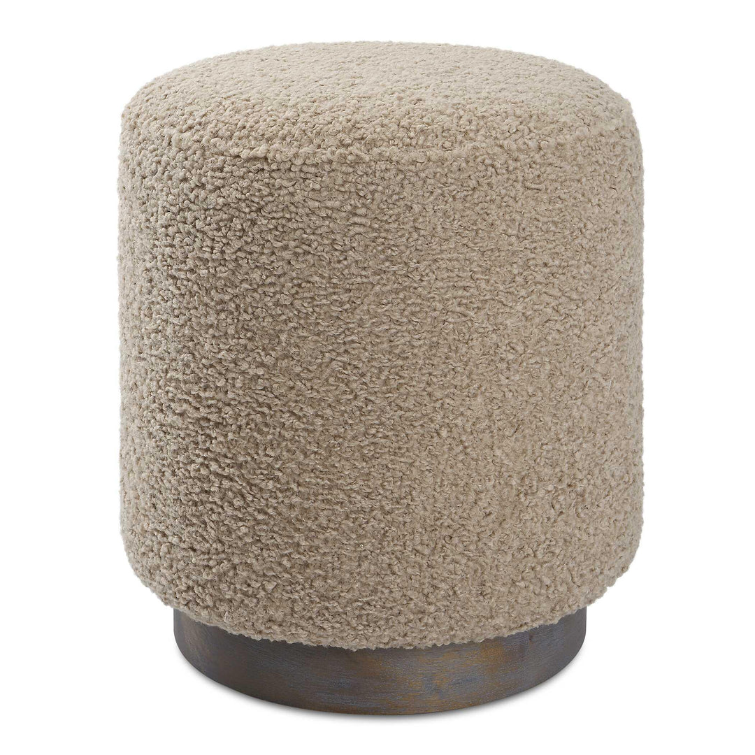 Avila Latte Round Ottoman - AmericanHomeFurniture