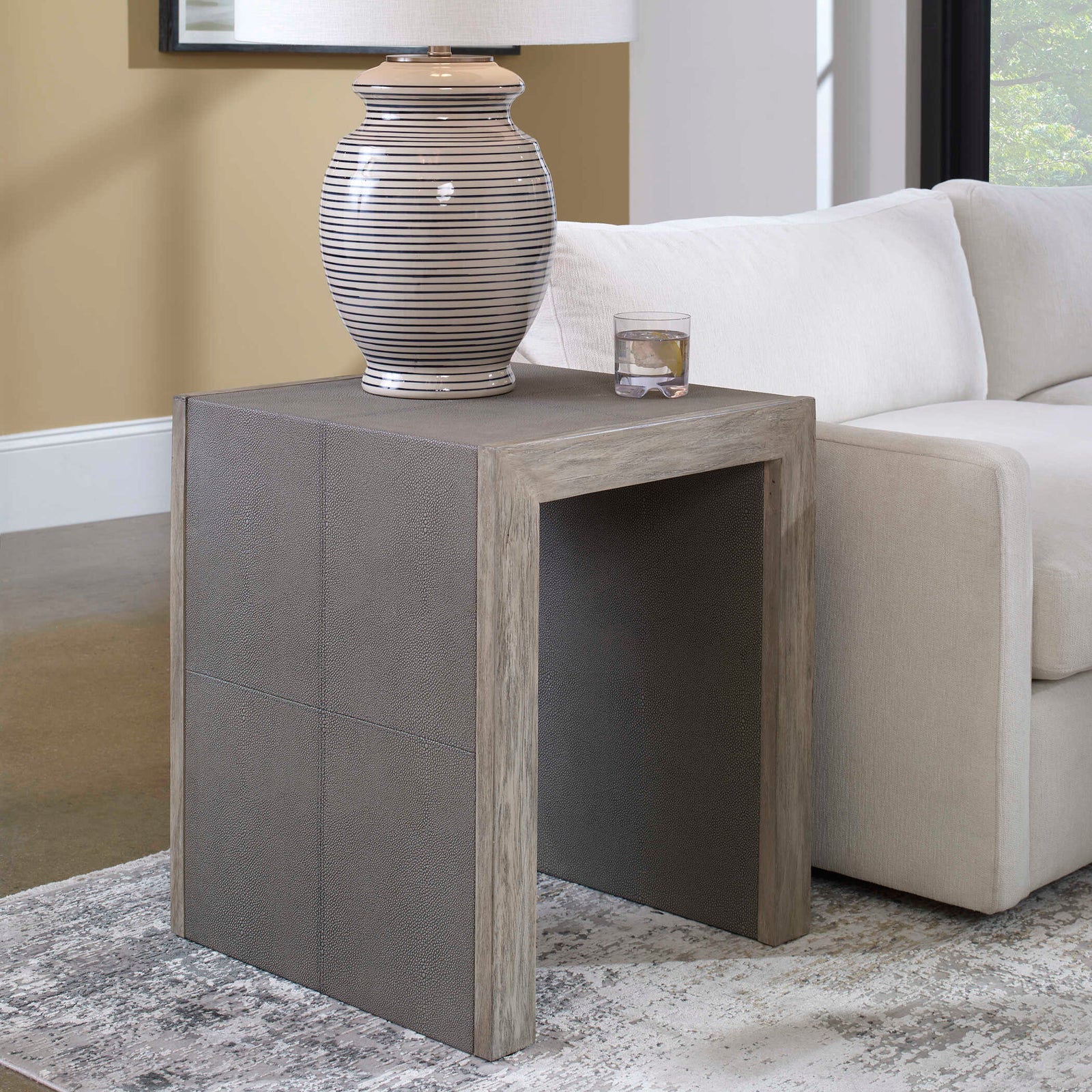 American Home Furniture Uttermost Aerina Modern Gray End Table
