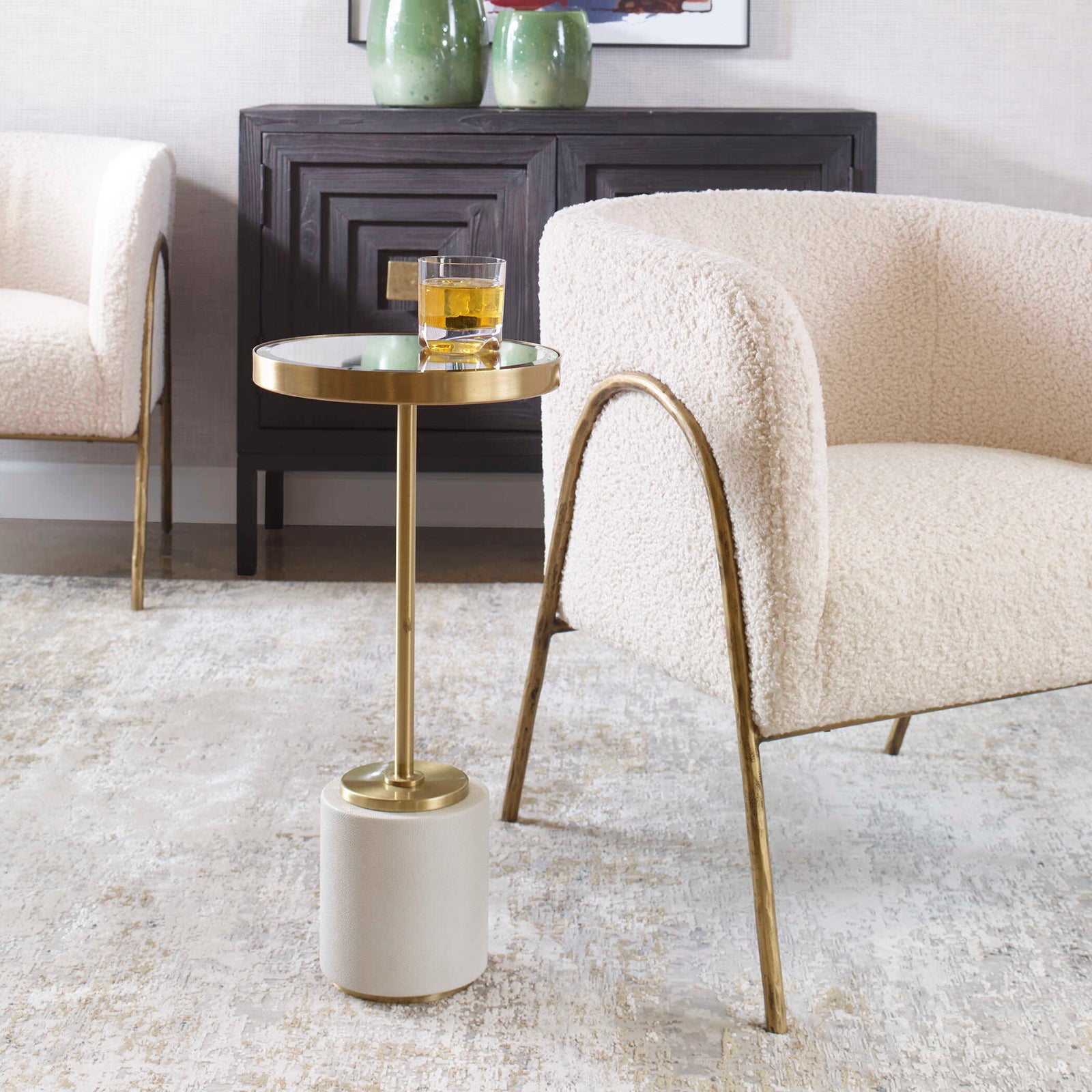 American Home Furniture Uttermost Laurier White Drink Table