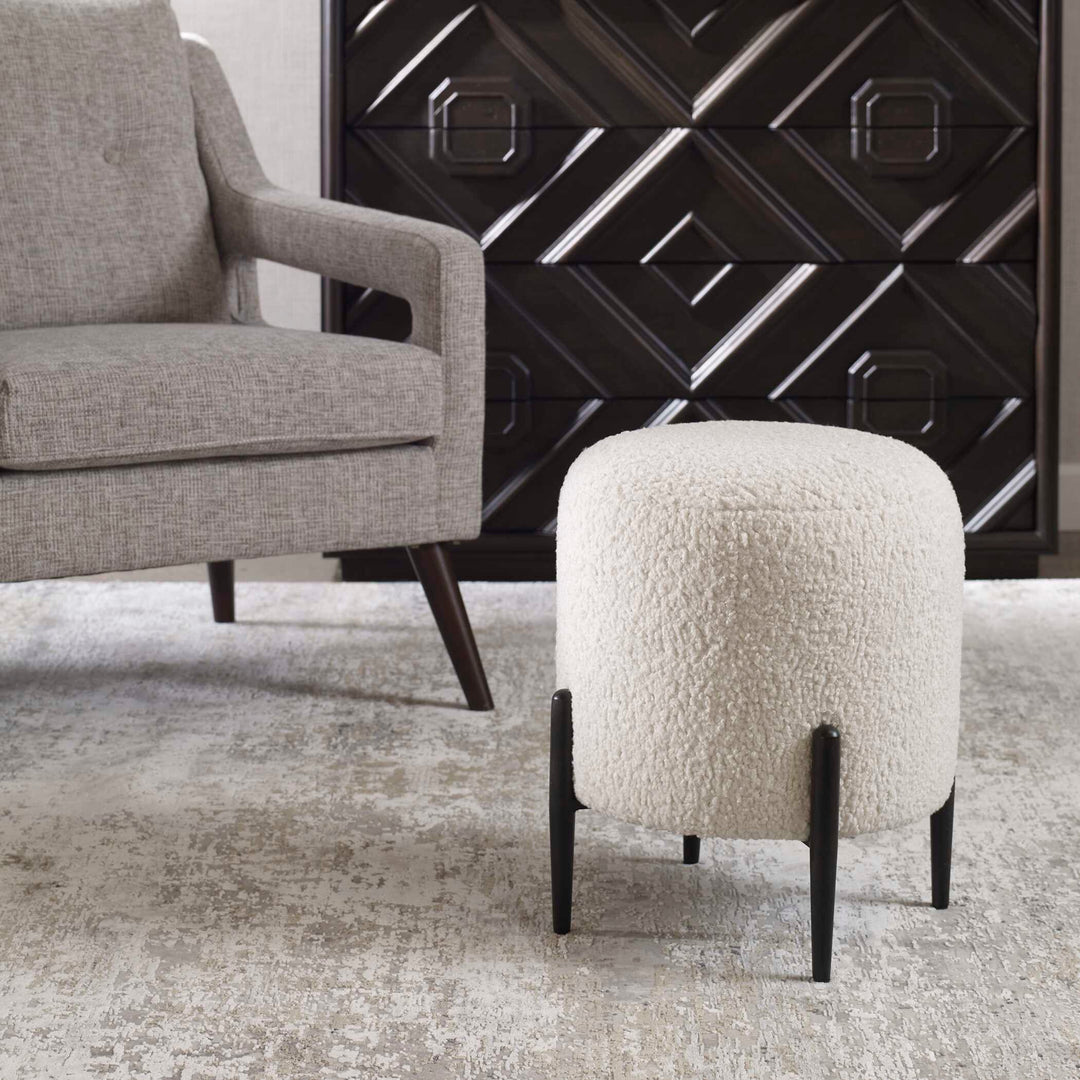 American Home Furniture Uttermost Arles White Shearling Ottoman