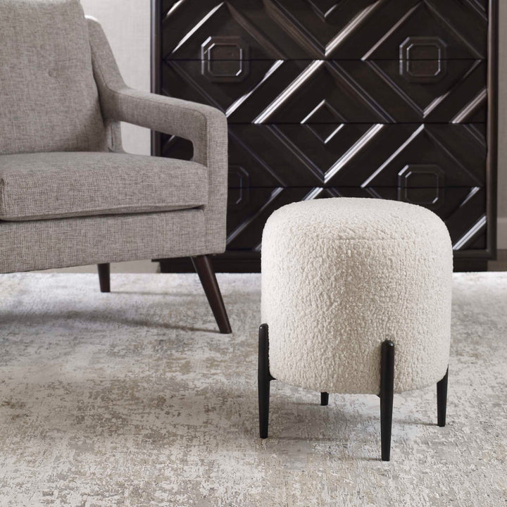 American Home Furniture Uttermost Arles White Shearling Ottoman
