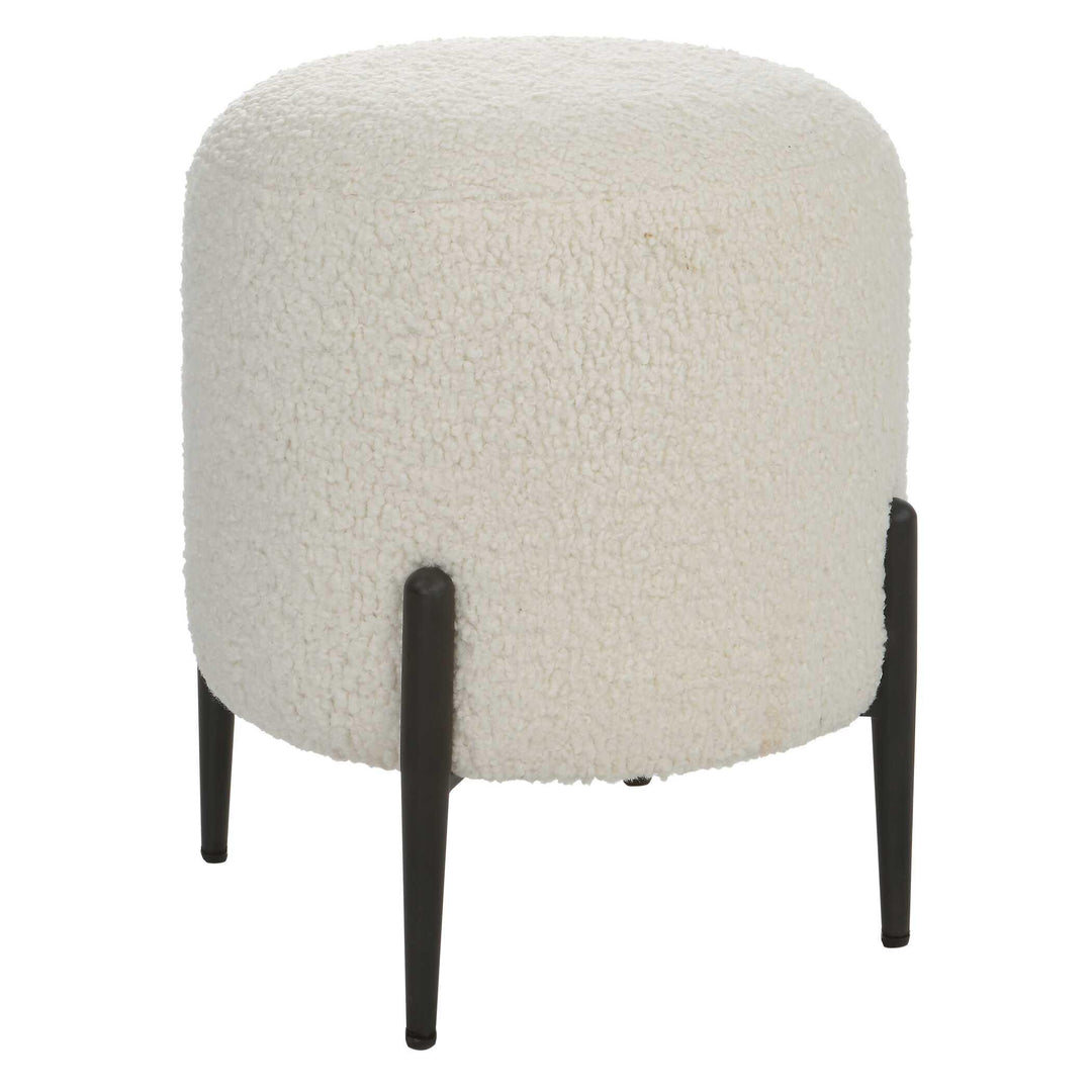 Arles White Shearling Ottoman - AmericanHomeFurniture