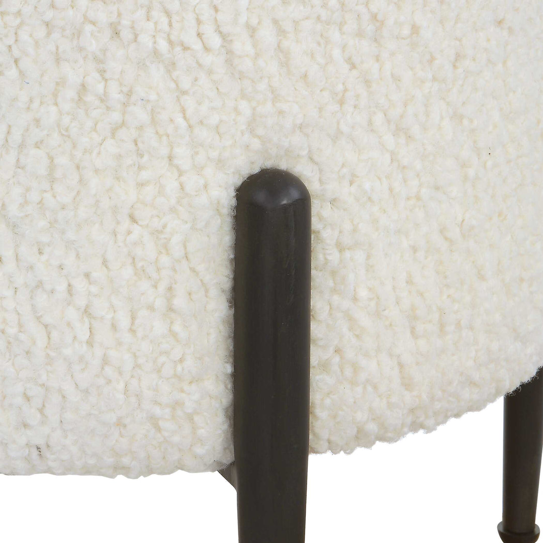 American Home Furniture Uttermost Arles White Shearling Ottoman