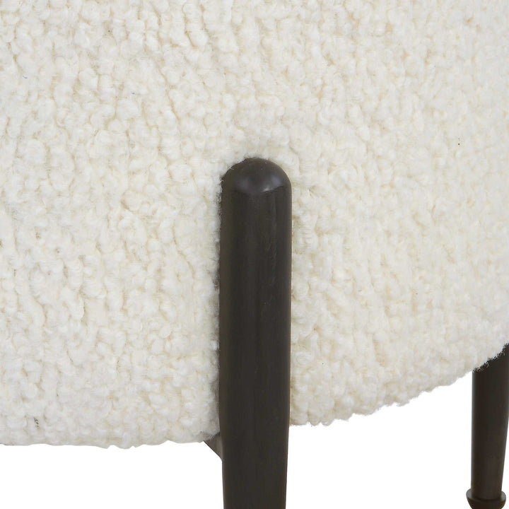 American Home Furniture Uttermost Arles White Shearling Ottoman