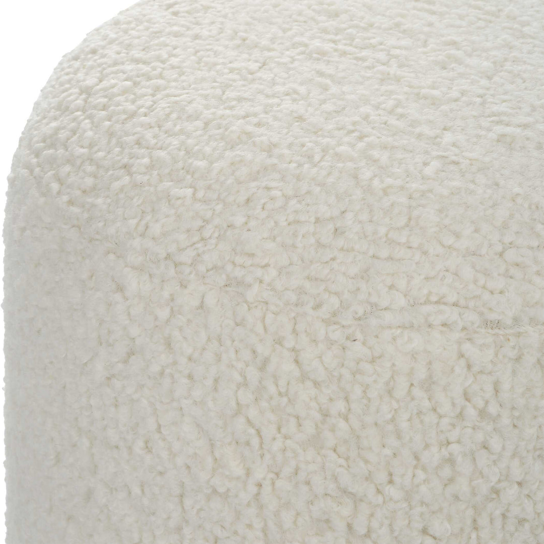 American Home Furniture Uttermost Arles White Shearling Ottoman