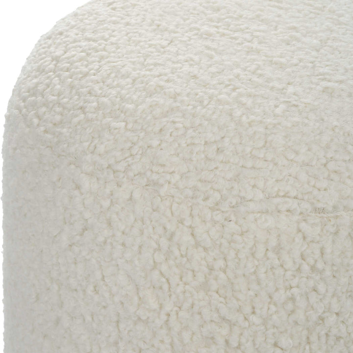 American Home Furniture Uttermost Arles White Shearling Ottoman