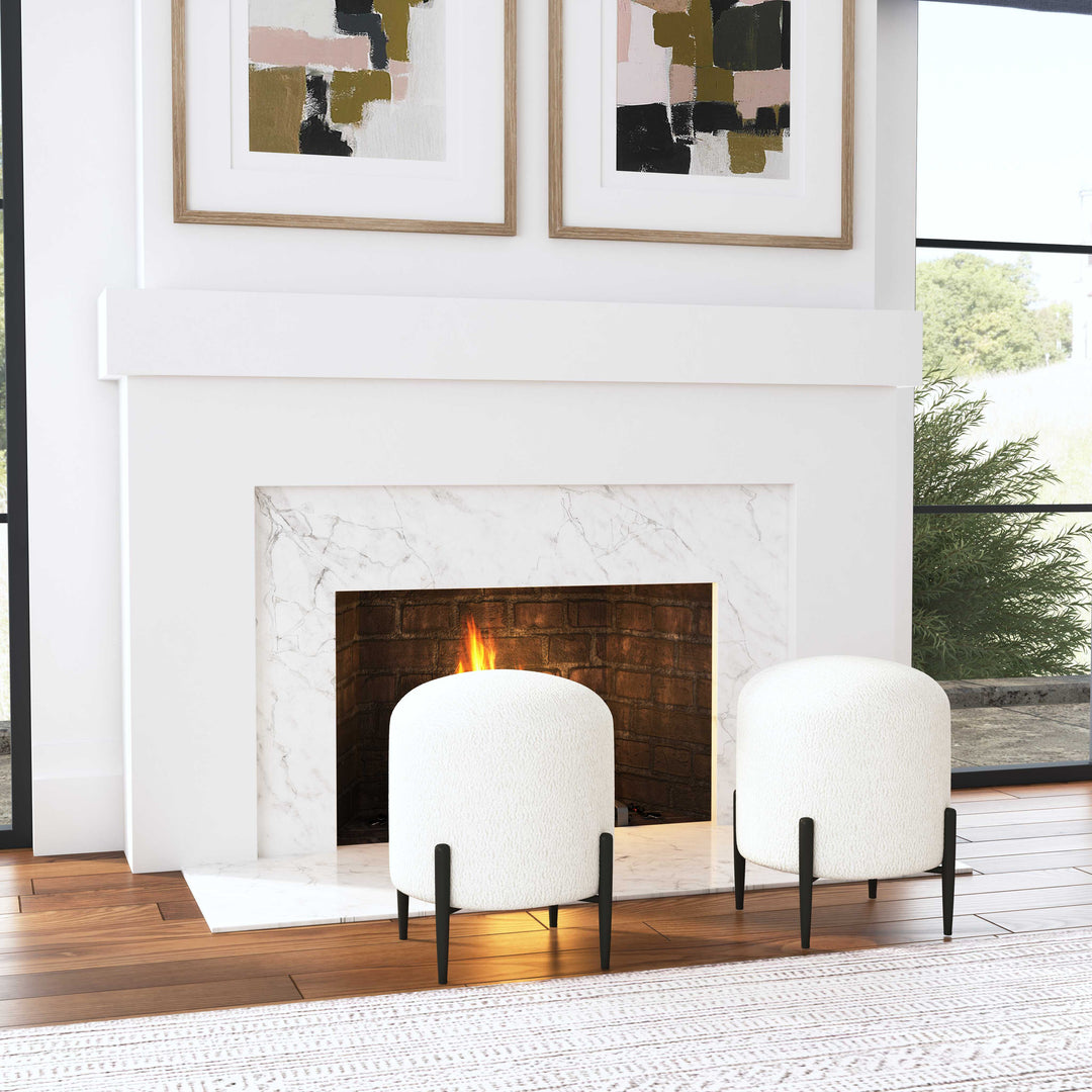 American Home Furniture Uttermost Arles White Shearling Ottoman