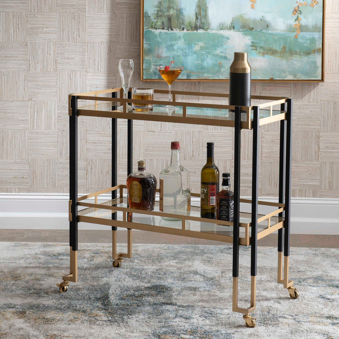 American Home Furniture Uttermost Kentmore Modern Bar Cart