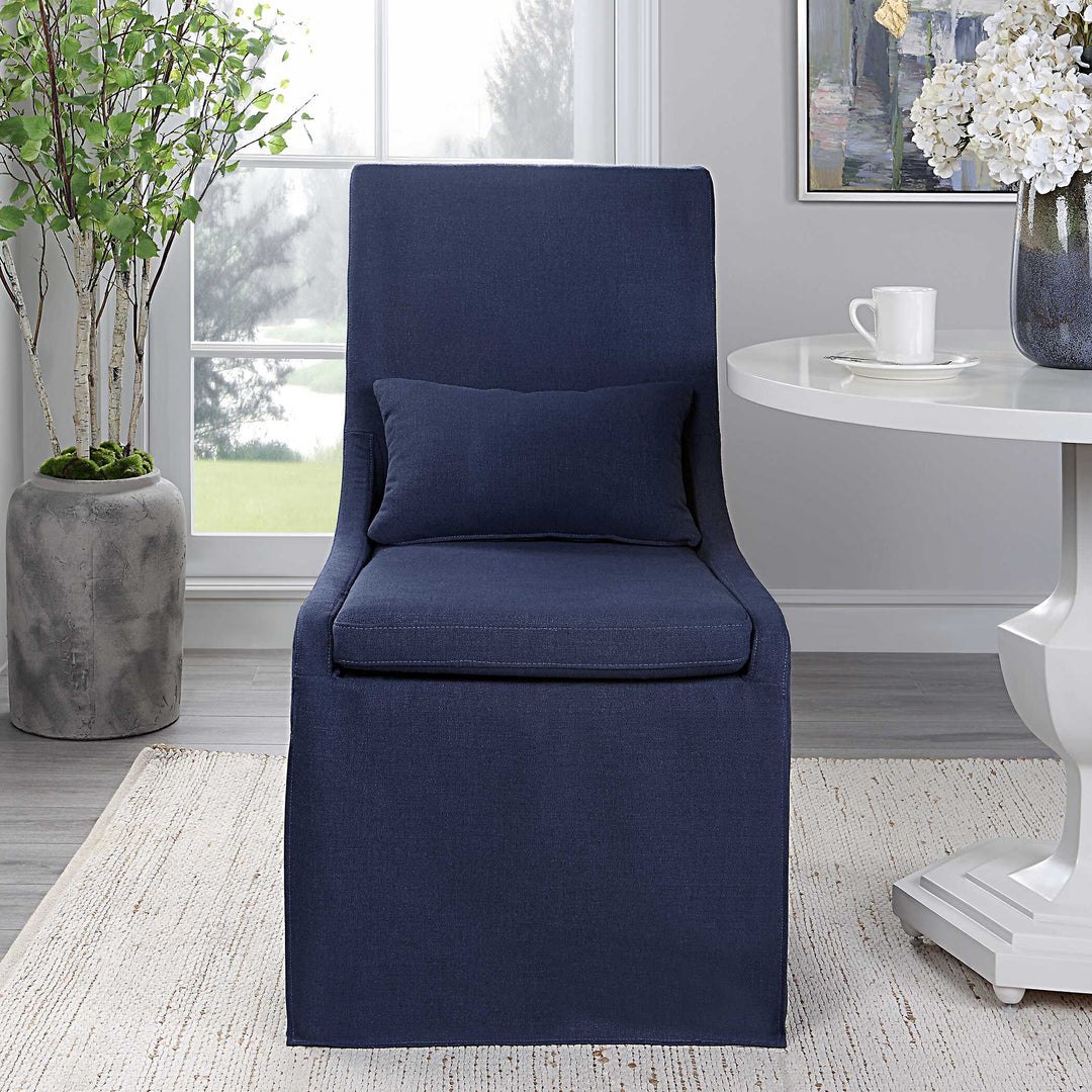 American Home Furniture Uttermost Coley Denim Armless Chair