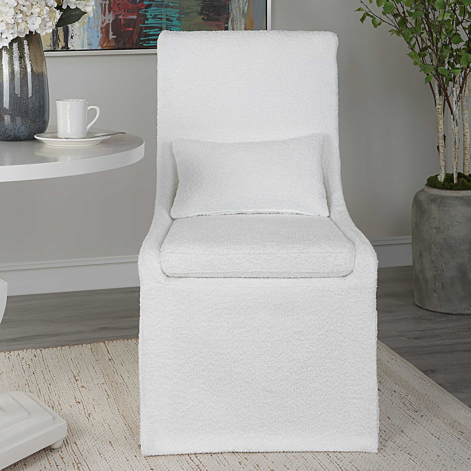 American Home Furniture Uttermost Coley White Armless Chair
