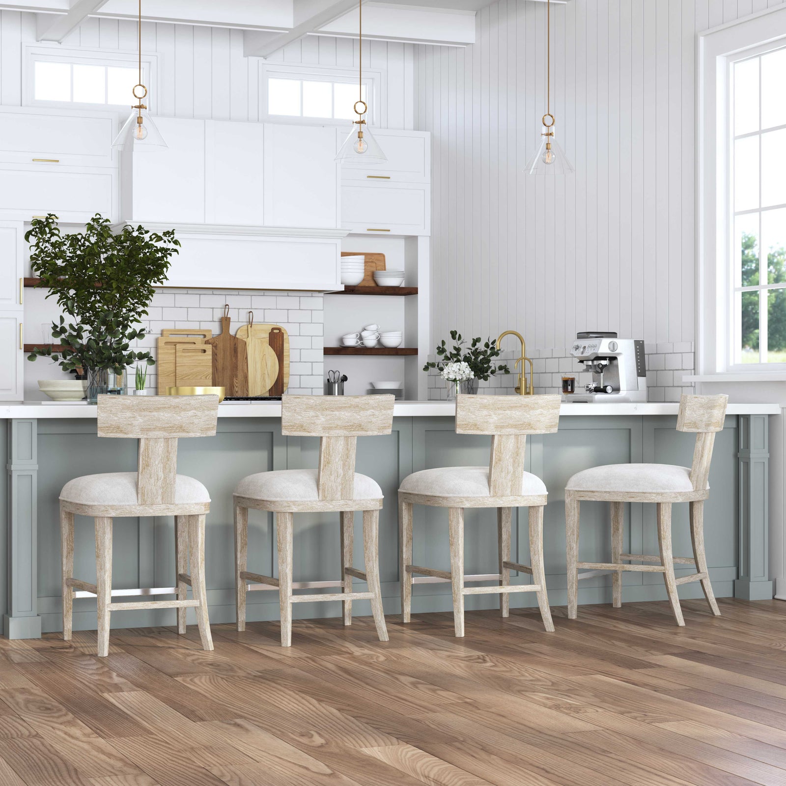 American Home Furniture Uttermost Idris White Counter Stool