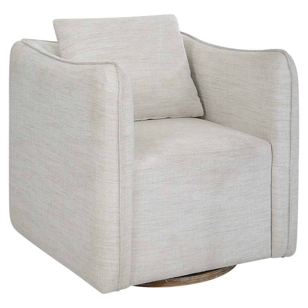 Corben White Swivel Armchair - AmericanHomeFurniture