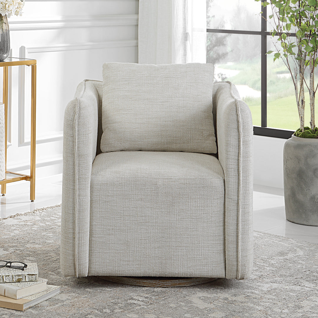American Home Furniture Uttermost Corben White Swivel Armchair