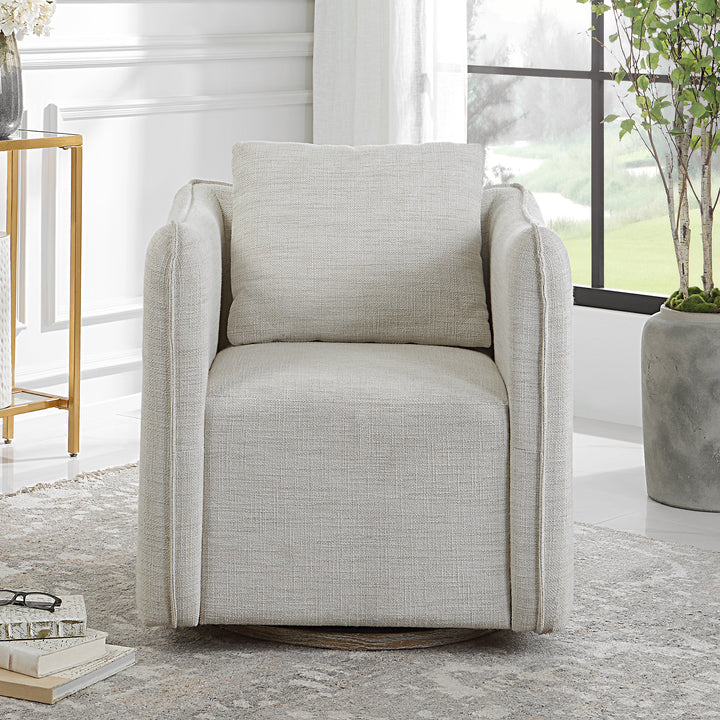 American Home Furniture Uttermost Corben White Swivel Armchair