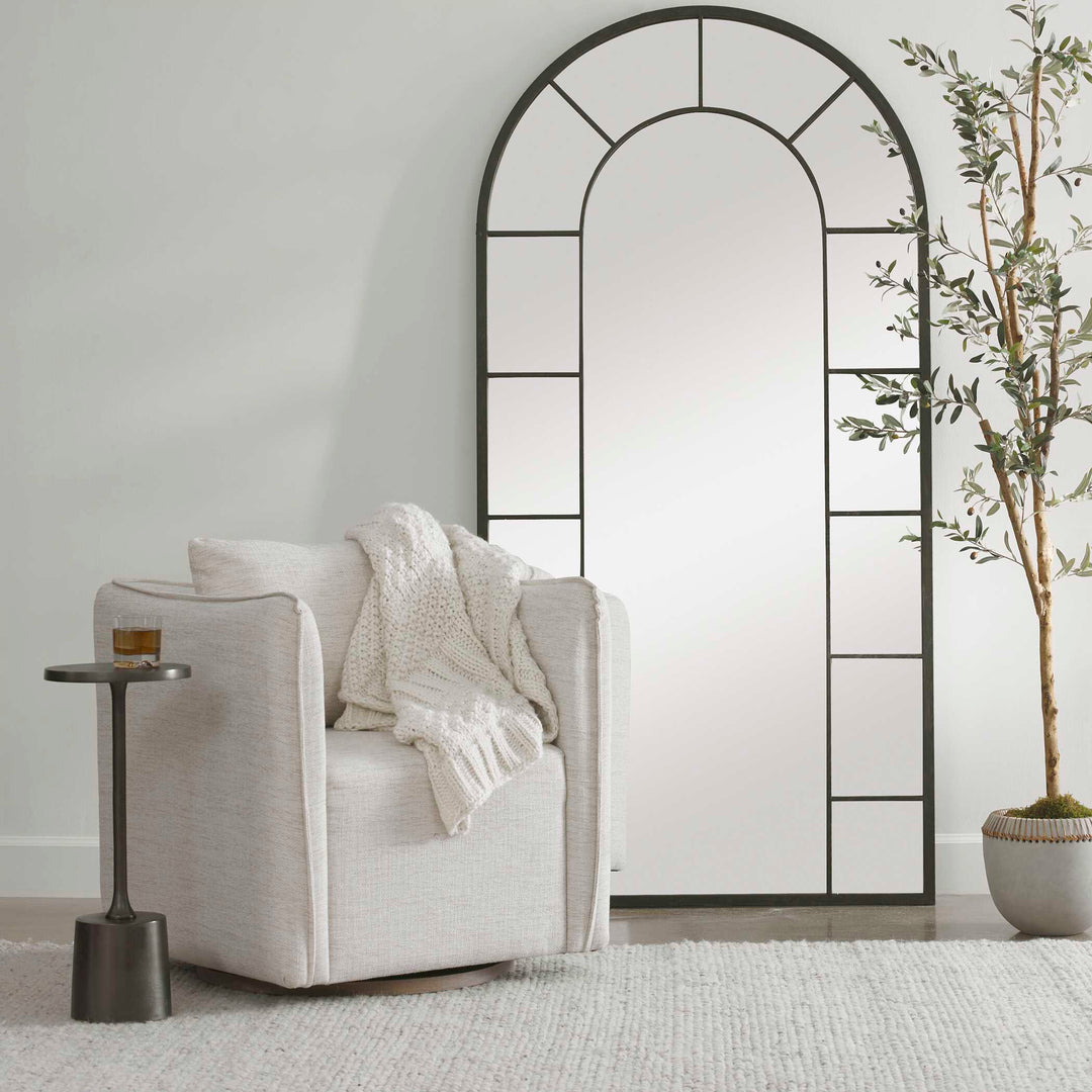 American Home Furniture Uttermost Corben White Swivel Armchair